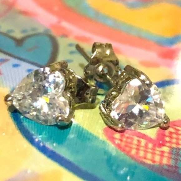 Macy's Jewelry - Exquisite .925 Sterling Slvr Heart Moissanite Stud